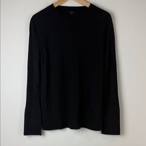 COS Men's Classic Wool Blend Black Minimalist Crewneck Sweater